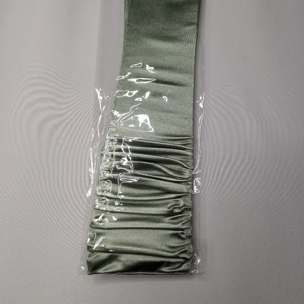 New Womens Sage Green Satin Semi Shiny Evening Bridesmaid Gloves One Size